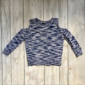Woven 3/4 Sleeve Cold Shoulder Sweater